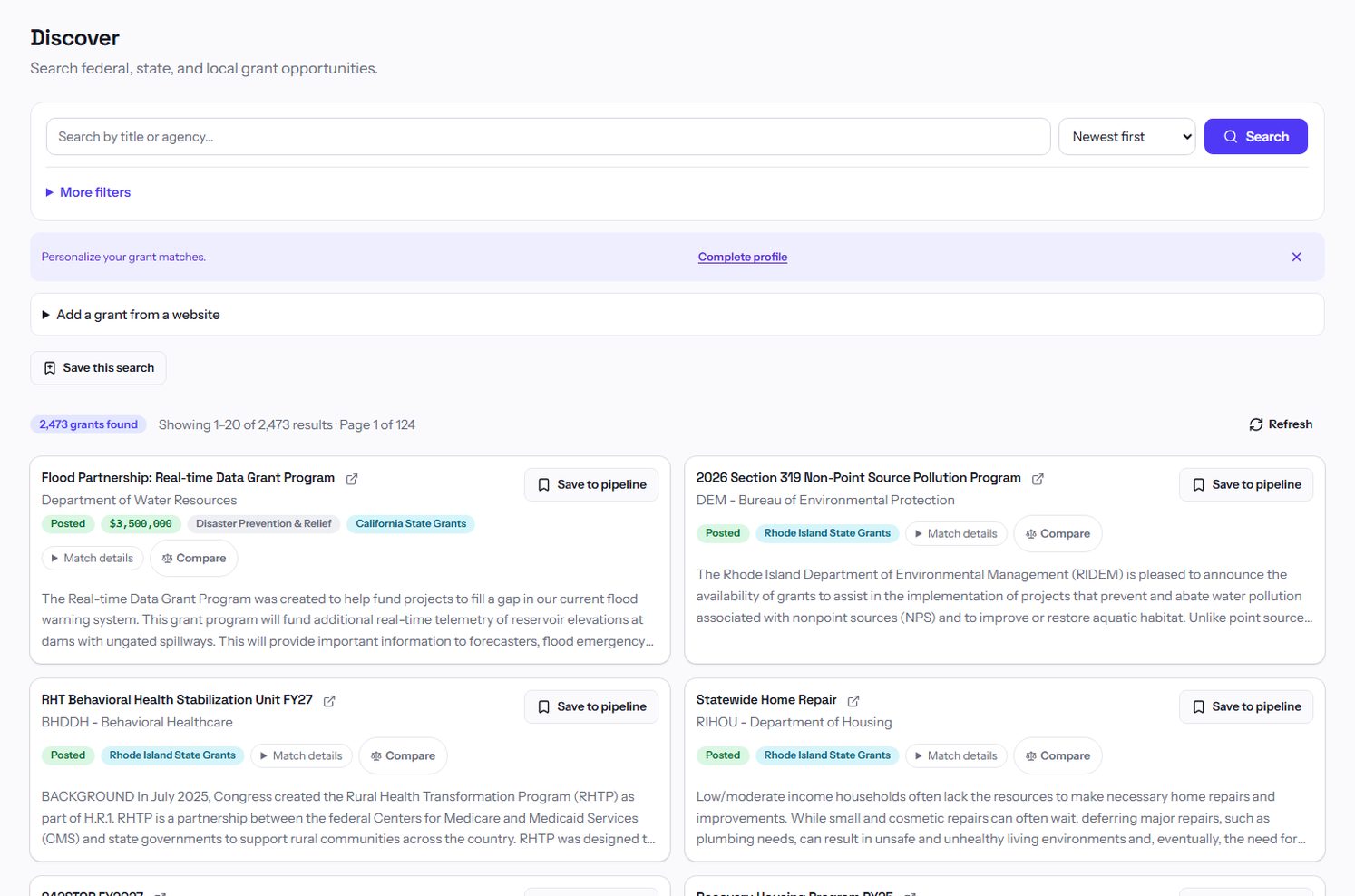 GrantCue website preview