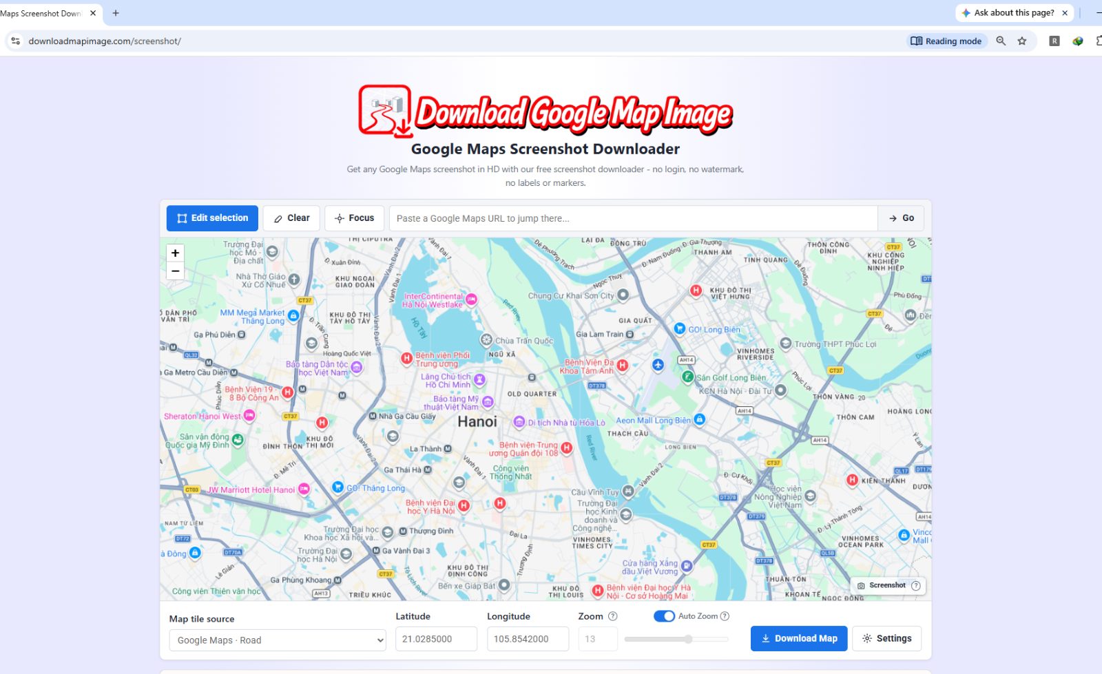 Google Maps Screenshot Downloader website preview