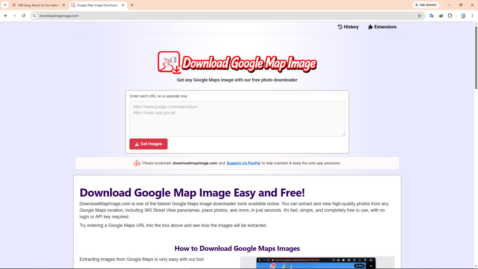 Google Maps Image Downloader website preview